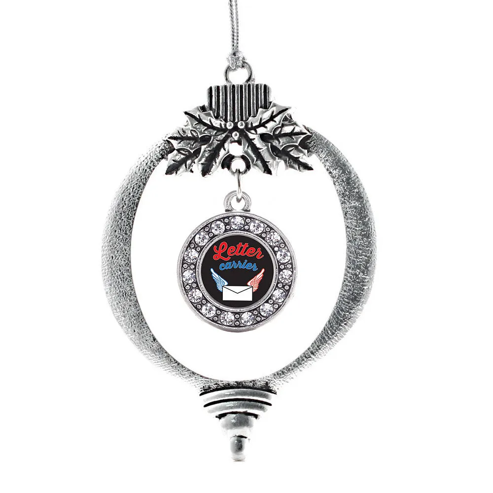 Silver Letter Carrier Circle Charm Holiday Ornament