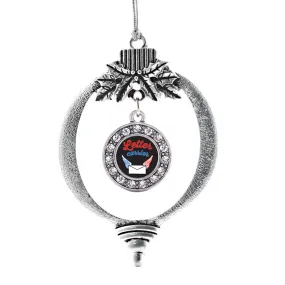 Silver Letter Carrier Circle Charm Holiday Ornament