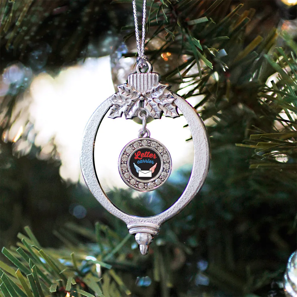 Silver Letter Carrier Circle Charm Holiday Ornament