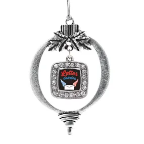 Silver Letter Carrier Square Charm Holiday Ornament