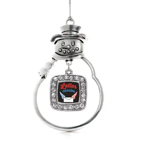 Silver Letter Carrier Square Charm Snowman Ornament