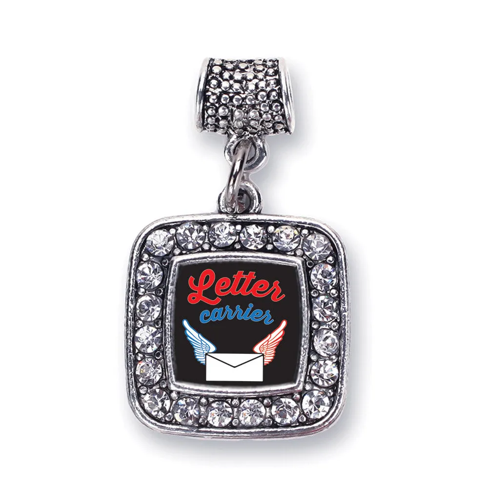 Silver Letter Carrier Square Memory Charm
