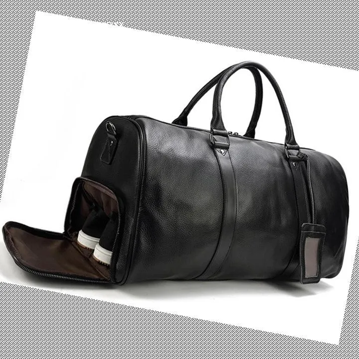 Soft Genuine Cowhide Leather Travel Bag 55 cm