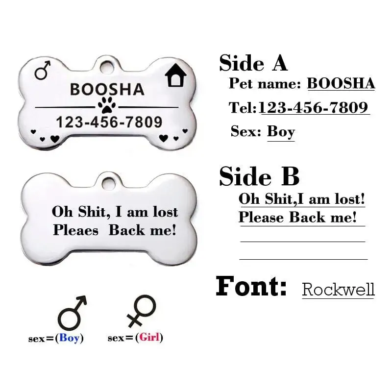 Stylish Personalized Stainless Steel Pet ID Tag for Your Furry Friend