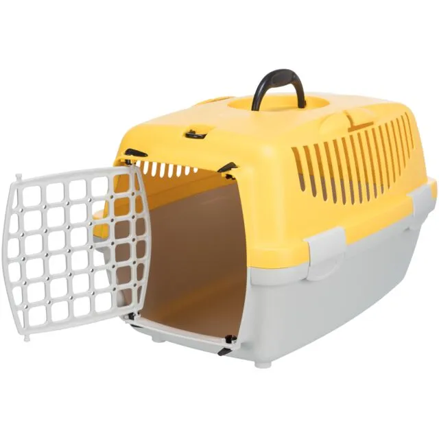 Trixie | Small Pet, Puppy & Kitten Transport Box | XS Capri 1 - Light Grey & Yellow