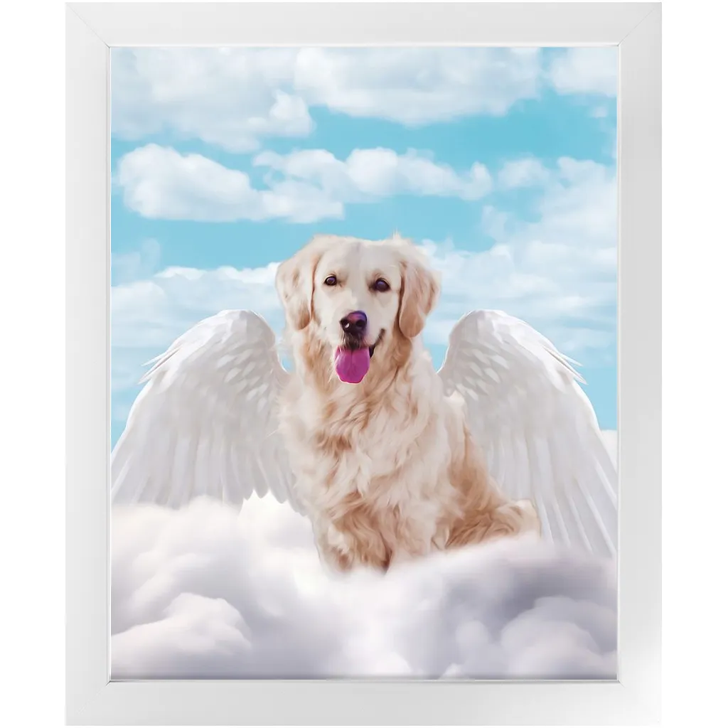 White Angel 2 - Heavenly Angels Inspired Custom Pet Portrait Framed Satin Paper Print