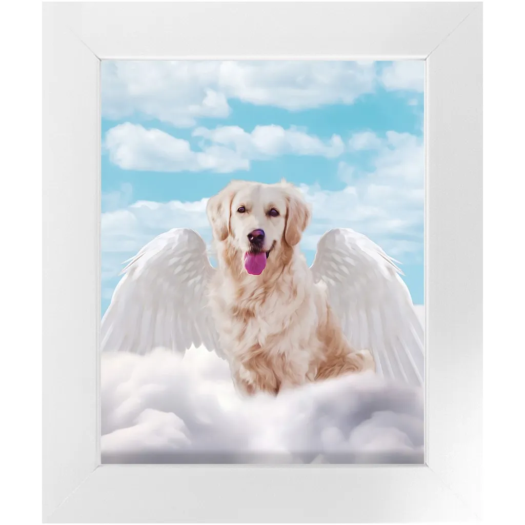 White Angel 2 - Heavenly Angels Inspired Custom Pet Portrait Framed Satin Paper Print