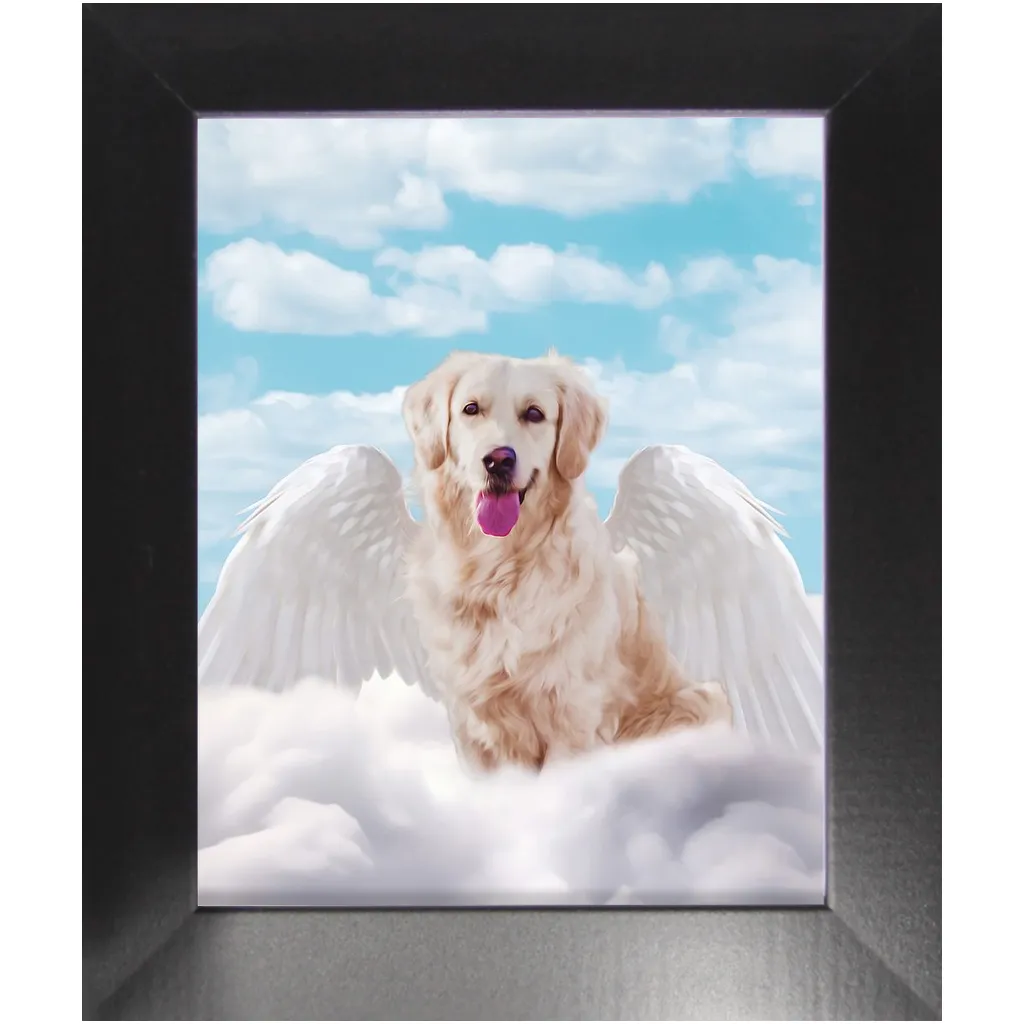 White Angel 2 - Heavenly Angels Inspired Custom Pet Portrait Framed Satin Paper Print