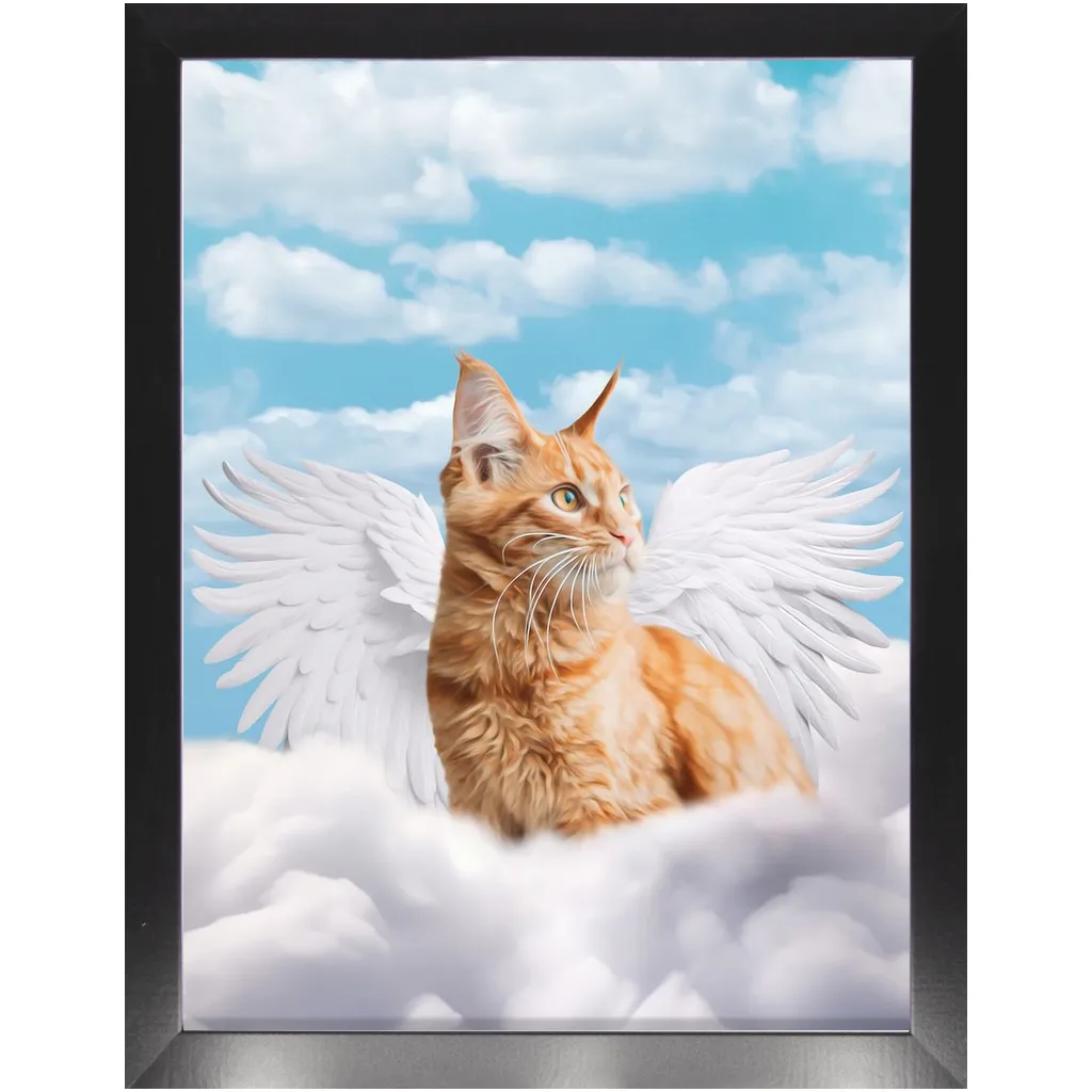White Angel - Heavenly Angels Inspired Custom Pet Portrait Framed Satin Paper Print