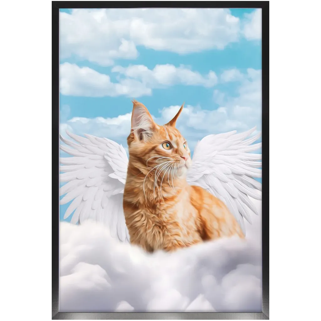 White Angel - Heavenly Angels Inspired Custom Pet Portrait Framed Satin Paper Print