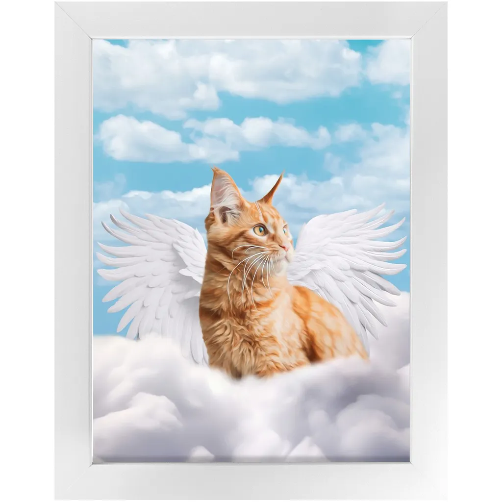 White Angel - Heavenly Angels Inspired Custom Pet Portrait Framed Satin Paper Print