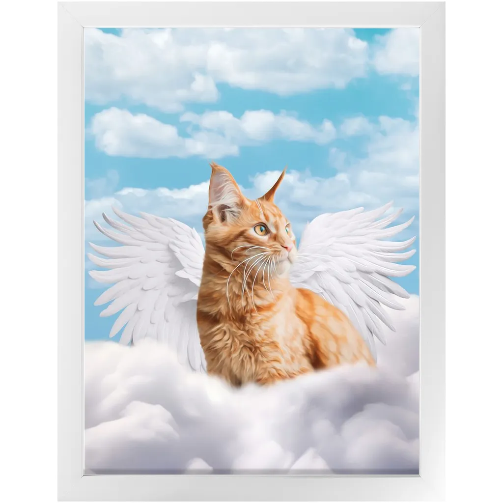 White Angel - Heavenly Angels Inspired Custom Pet Portrait Framed Satin Paper Print