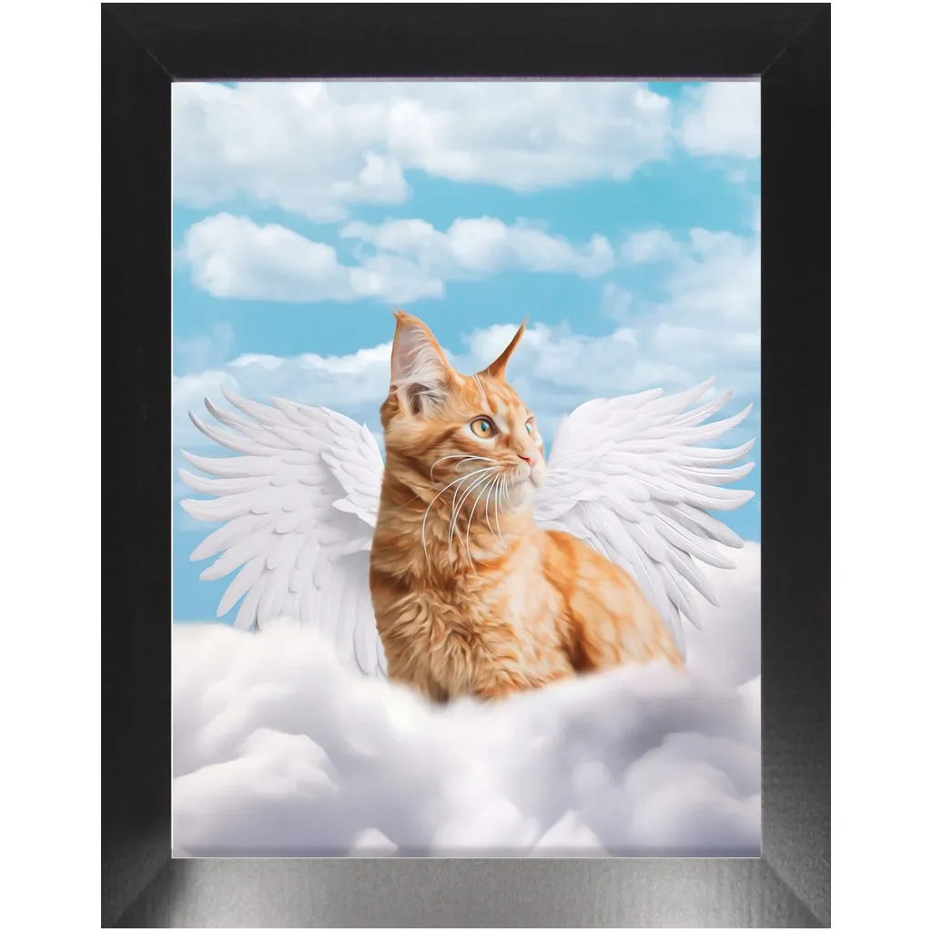 White Angel - Heavenly Angels Inspired Custom Pet Portrait Framed Satin Paper Print