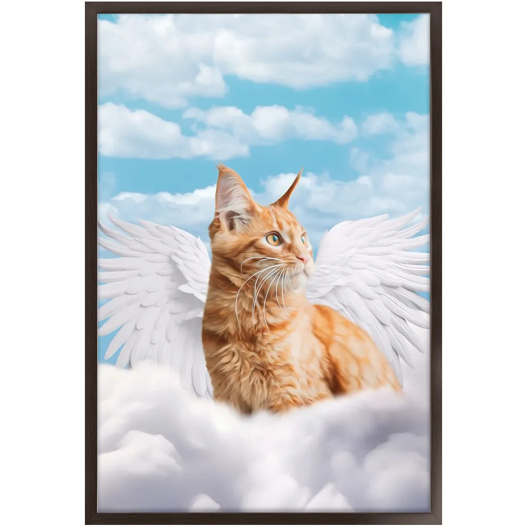 White Angel - Heavenly Angels Inspired Custom Pet Portrait Framed Satin Paper Print