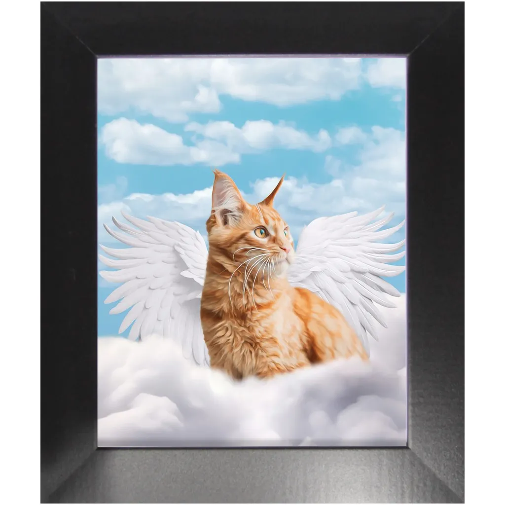 White Angel - Heavenly Angels Inspired Custom Pet Portrait Framed Satin Paper Print